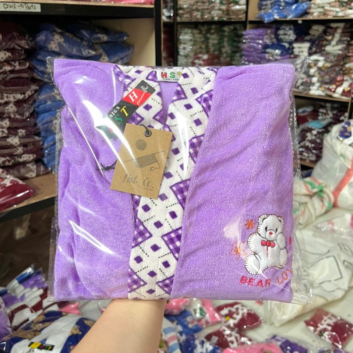 Kimono Kimono Handuk Dewasa 45 - 65 kg / Motif Bear / Jubah Mandi Dewasa - Ungu Muda(G8C3) Kimono Ha