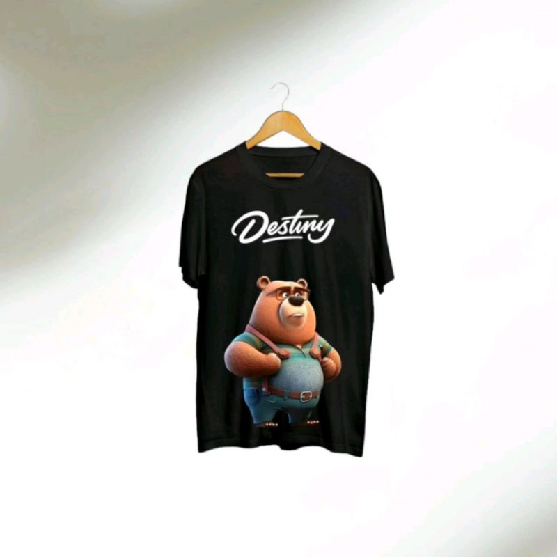 KAOS DISTRO PRIA BEAR DESTINY BERUANG HITAM BEAR