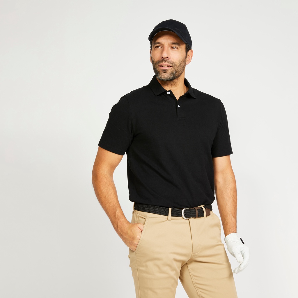Decathlon INESIS Kaus polo golf lengan pendek pria MW500 hitam - 8732677