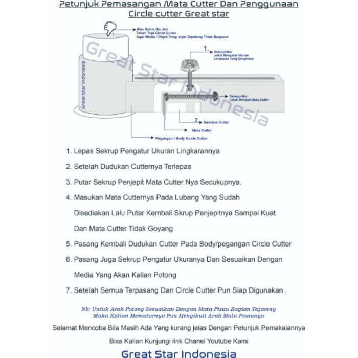CIRCLE CUTTER ALAT POTONG KERTAS STICKER BUNDAR BULAT 4 CMPACKINGKECIL