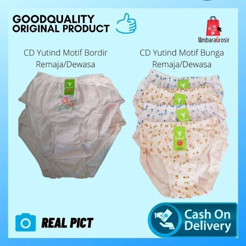6 pcs cd wanita yutind bahan katun termurah | celana dalam ibu hamil yutind motif bunga