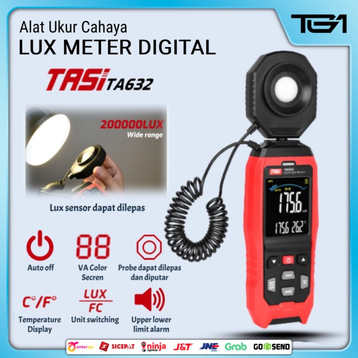 ✅Original Lux Meter Tasi Ta632 Meteran Lampu Digital Lcd Meteran Genggam Logging Terbatas