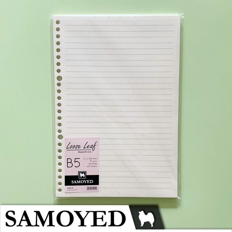 

Loose Leaf B5 26 Holes Isi 60 Lembar Samoyed Ruled Garis