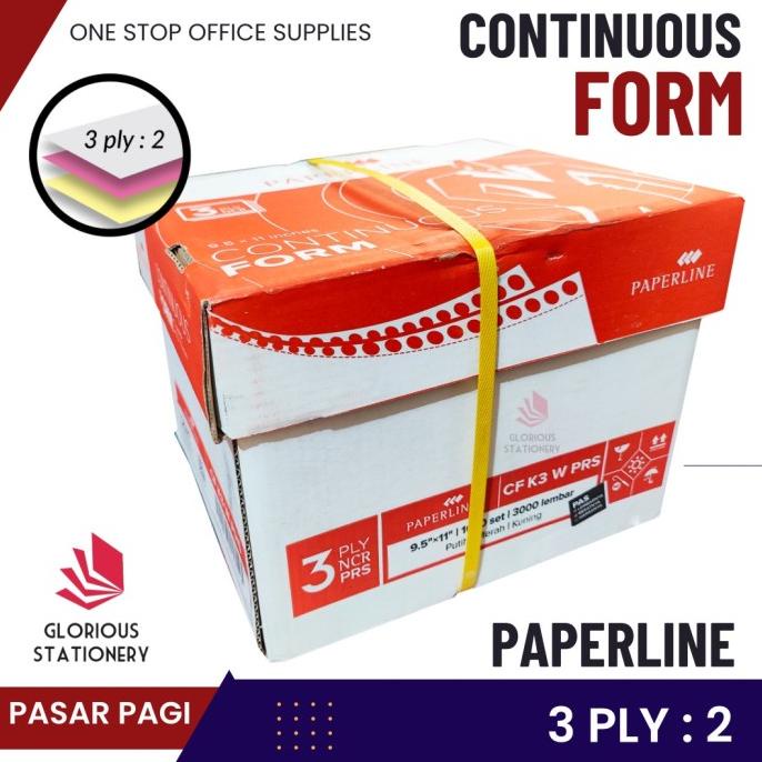 

Kertas Continuous Form 9.5 X 11" 3Ply Bagi 2 (Prs) - Paperline
