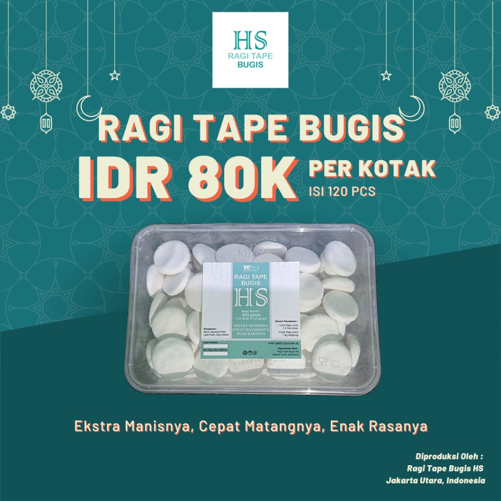 

(Isi 60 Butir) Ragi Tape Bugis Hs Ekstra Manis Harum Cepat Matang Enak Rasanya