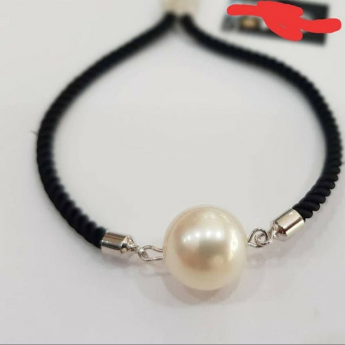 Mei Gelang Tali Serut Hongkong Hitam Pria Mutiara Air Laut Asli Lombok