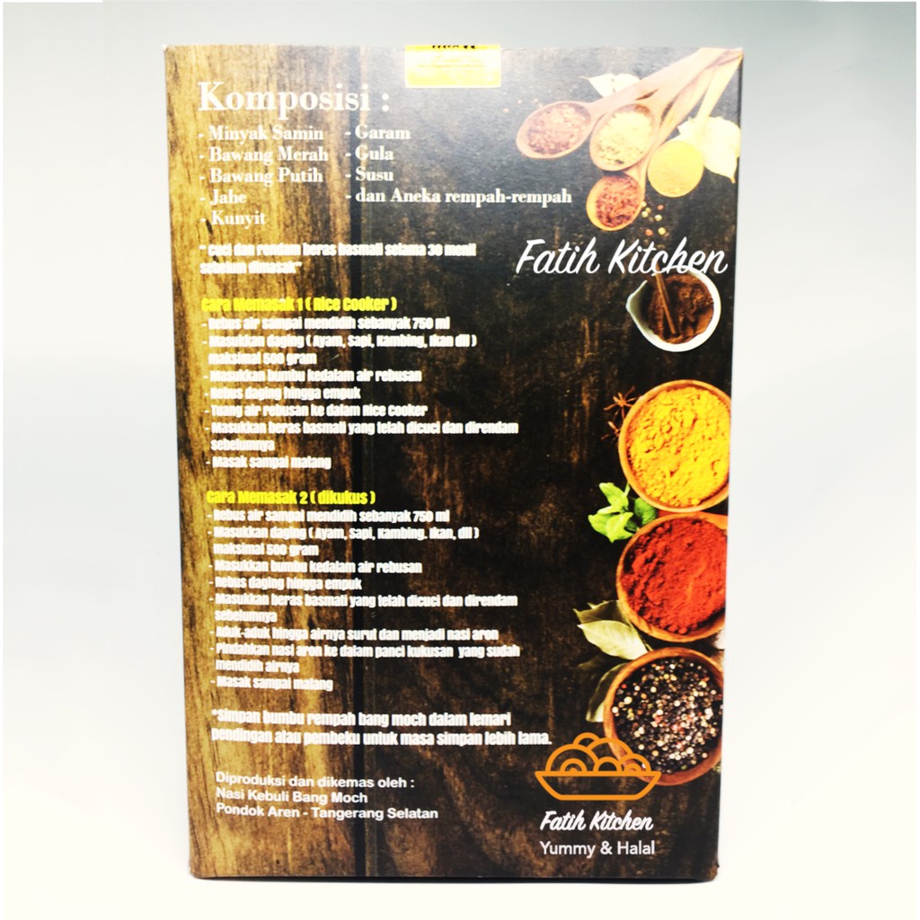 

Bang Moch Nasi Mandhi (Beras Basmati Dan Bumbu Nasi Mandi) Bumbu Basah - Halal Mui