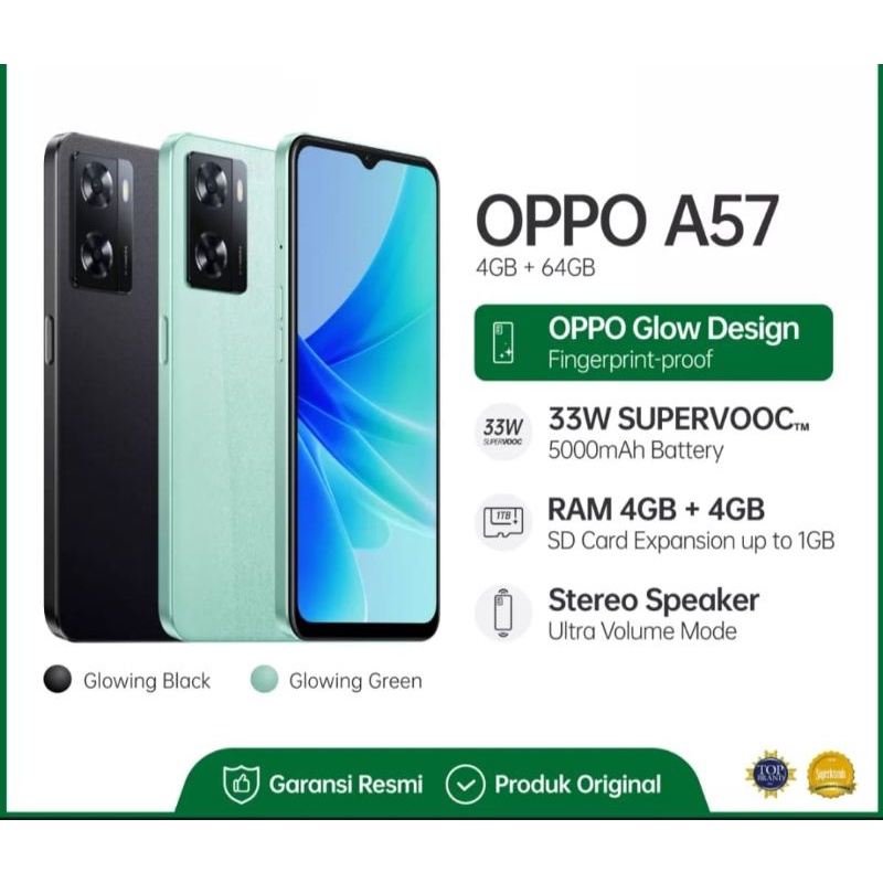 Oppo a57 4/64gb ram 4gb 64gb baru new garansi resmi oppo indonesia