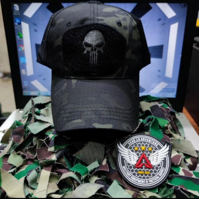 Topi topi punisher premium multicamp black import(P8F6) BISA COD Topi Pria Keren Topi Pria Distro To