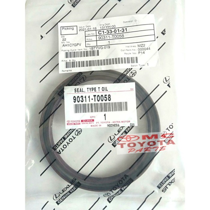 Ready Stok Seal Kruk Krek As Belakang 90311-T0058 Innova Fortuner Hilux Hiace Kode 356