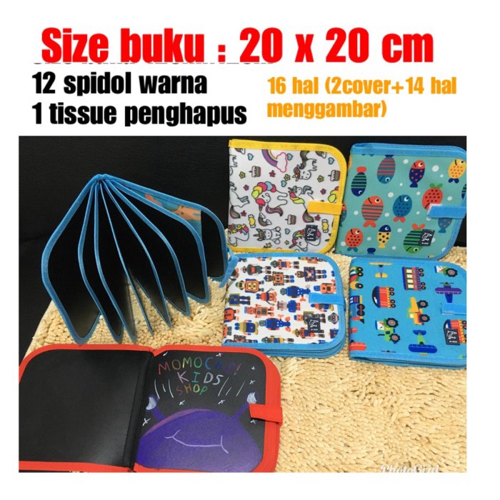 

Buku Gambar Portable Magic Bisa Dihapus Free 12 Pena Warna dan Tisu Ba