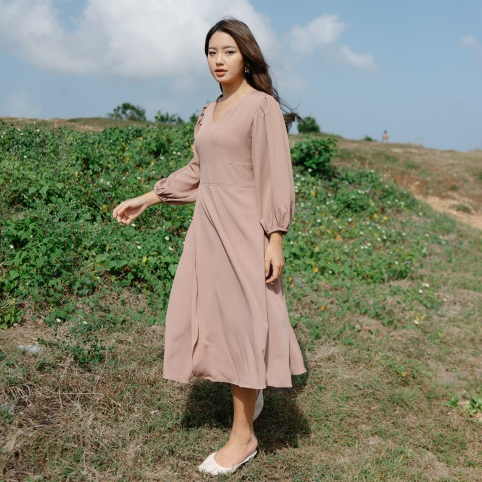 Safi dress - Dress Korea Tangan Panjang Puffy Sleeves / Dress Hijab