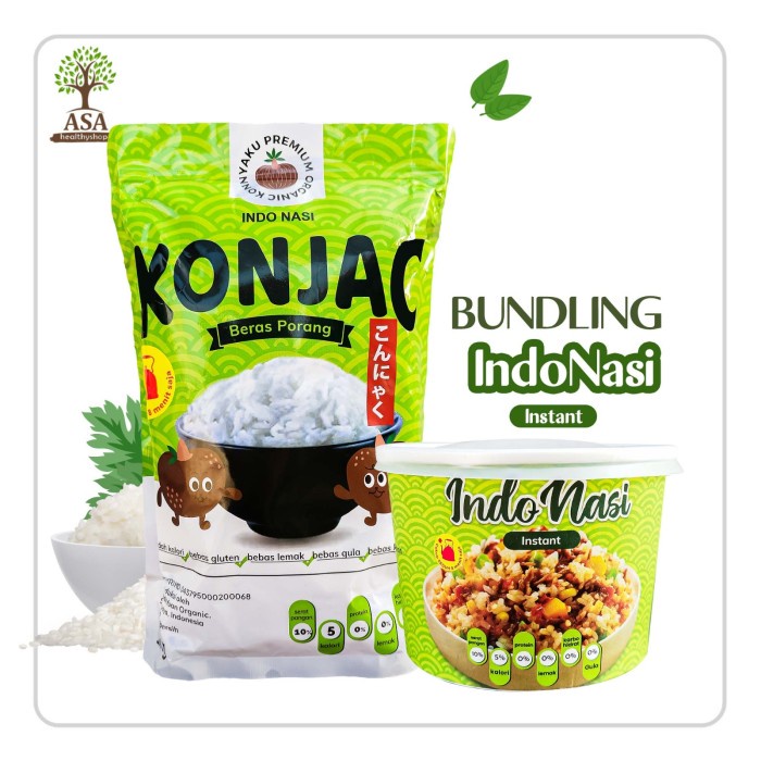 BUNDLING Konjac Beras Porang 1 Kg FREE Indonasi Konjac Instant Cup