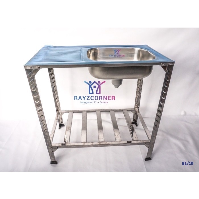 Bak Cuci Piring 1 Lubang Stainless Wastafel Bak Cuci Piring Portable Ready