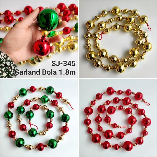 

New Garland Bola Natal 1.8M Dekorasi Christmas Ball Bola Rantai Lingkar Terbaik