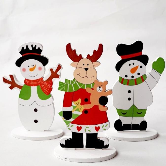 

Natal Pajangan Kayu Santa Hiasan Natal Dekor Patung Santa Snowman Raindeer Limited Edition