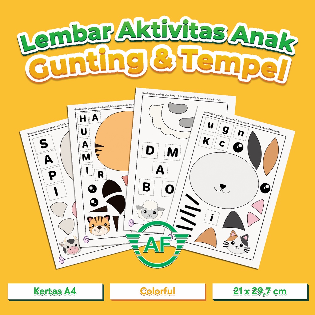 

Lembar Aktivitas Gunting & Tempel Tema Hewan | Worksheet Lembar Kerja | Lembar Aktivitas Anak | Gunting Tempel | Hewan