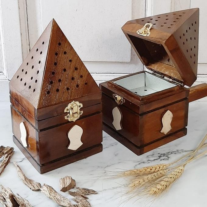 :=:=:=:=] Mabkhara Prapen Kerucut Kayu Jati Tempat Bakar Bukhur Dupa Gaharu