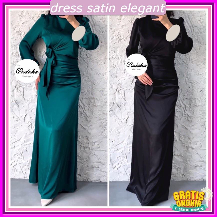 Dress Simmer Silk Premium Dres Serut Samping Elejant Gaun Pesta Muslimah Elegan Gsun Drees Press Bod