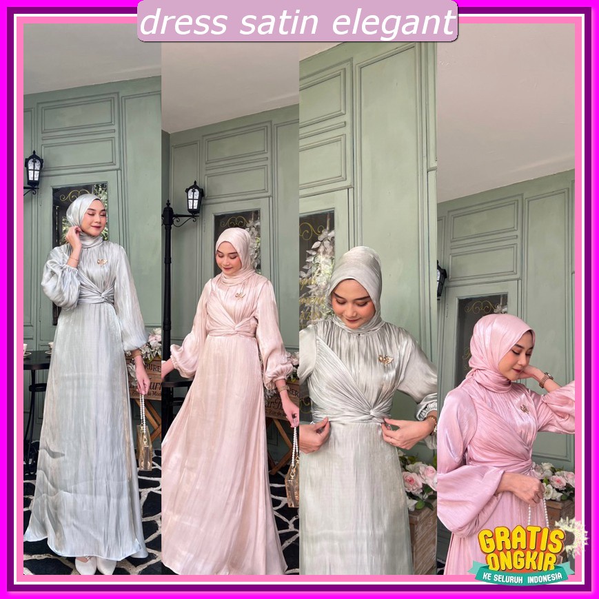 Dres Serut Samping Elejant Gaun Pesta Muslimah Elegan Gsun Drees Press Body Panjang Long Dress Korea