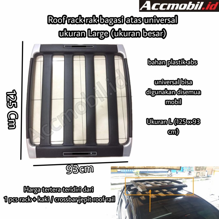 Paket Roof Rack Besar Rak Atas Mobil Universal + Kaki Jepit Roofrail Terbaik