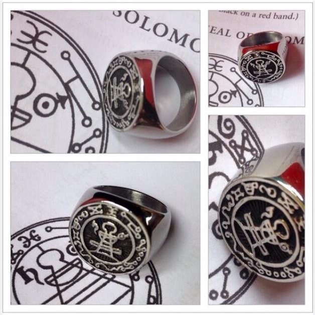 Cincin Solomon Ring Titanium Malaikat Cherubin Seraphin Sandalphon