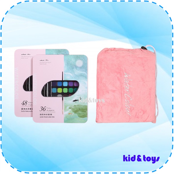

1 Set Water Color Cat Air Solid Peralatan Lukis Cat Air Padat/Solid Watercolour Set 36/48 Pieces Cat