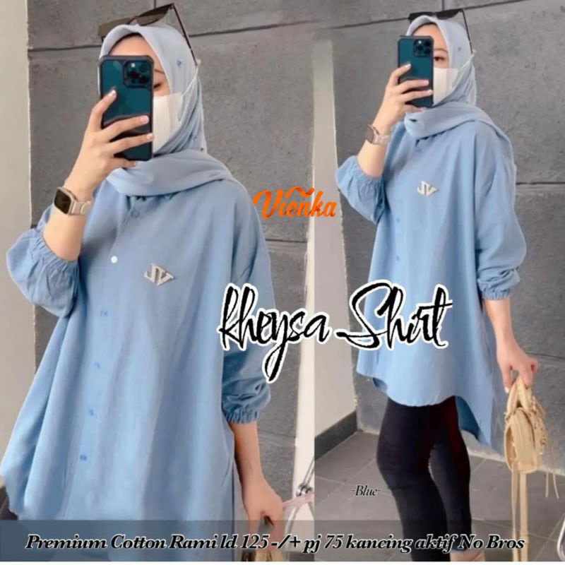 Kheysa shirt blouse katun linen jumbo LD 125 XXL
