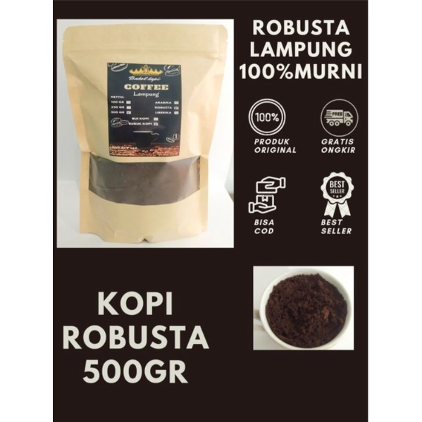

Kopi Robusta Lampung Kopi Bubuk 500 gr l Original coffe l Kopi Murni Tanpa Campuran l black coffee