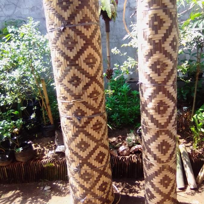 bilik bambu anyaman dinding motif