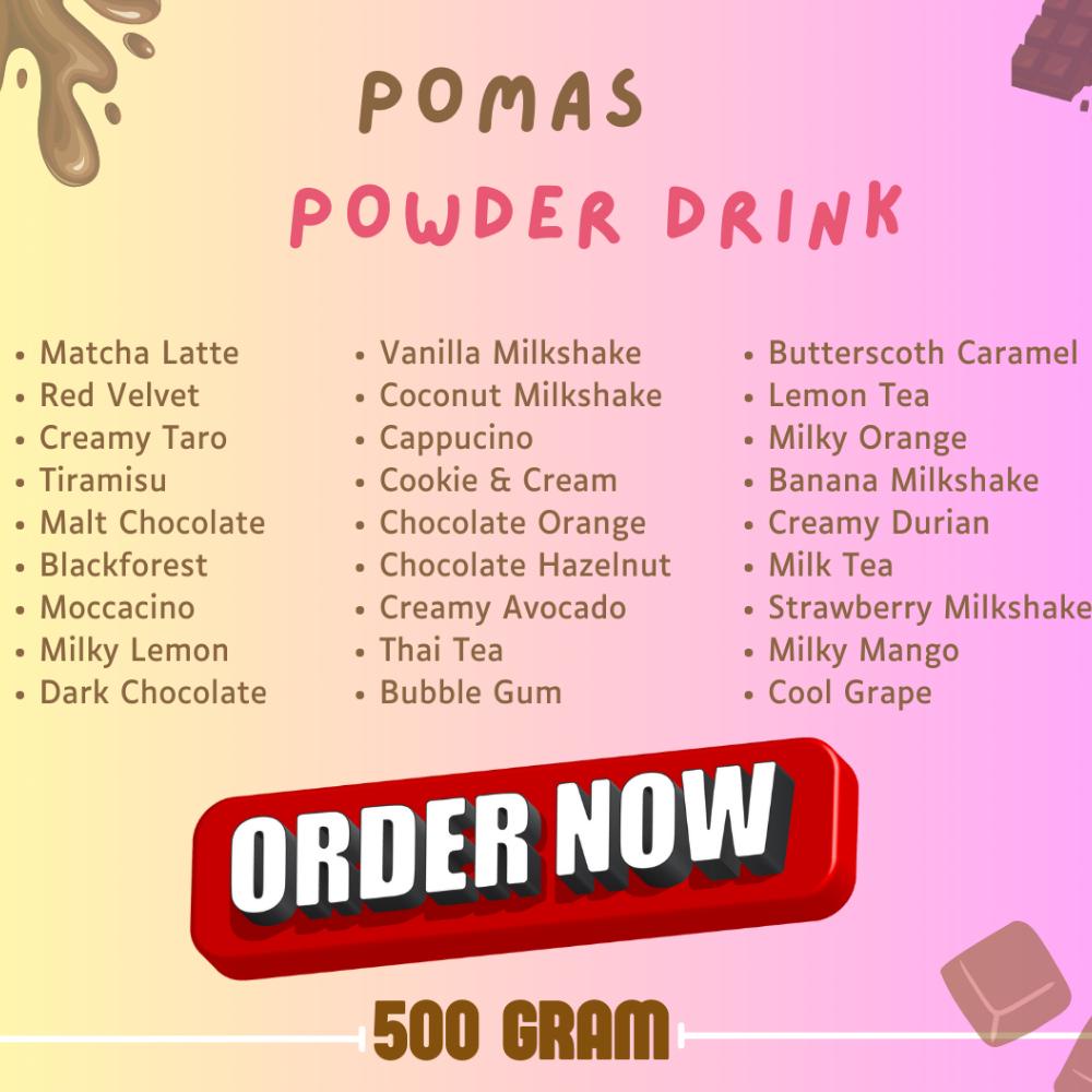 

Terbaru - Pomas Powder Drink / Bubuk Minuman Rasa / Boba Bubble Drink 500 Gram ,,