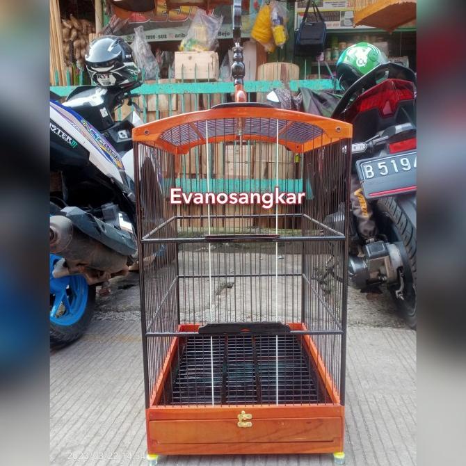 Kandang burung kenari,tledekan no 3 jeruji fiber vernis melamin