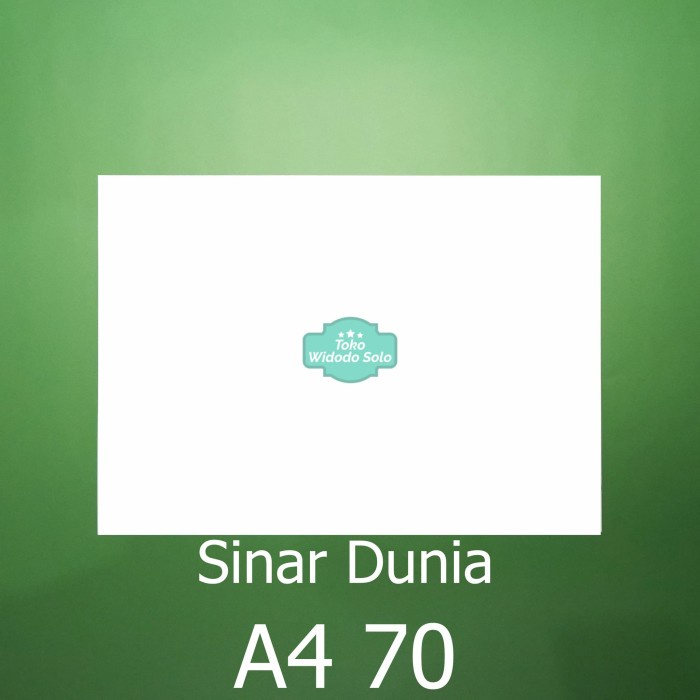 

Kertas HVS Sinar Dunia A4 70gsm 210x297mm Putih Ecer Per 1 Lembar