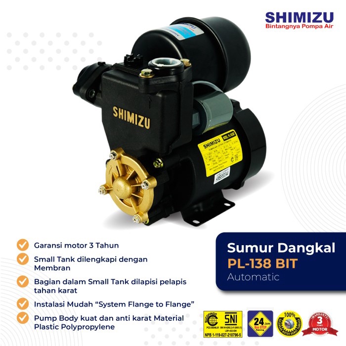 [New] Pompa Shimizu Pl-138 Bit / Pl 138 Bit / Pl 138Bit / Pl138Bit Terbatas