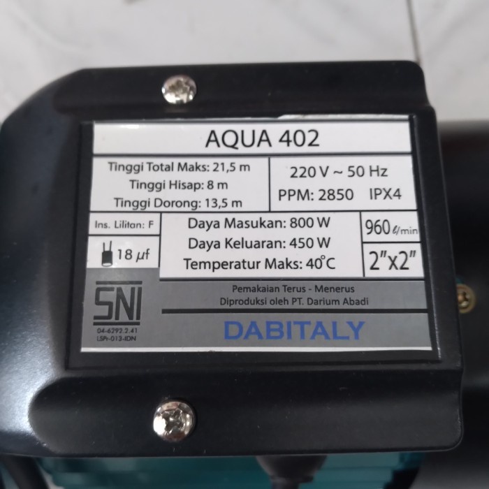 Asli Pompa Centrifugal 2" Dabitaly Aqua 402 / Pompa Dorong 2" Original