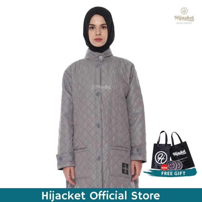 Hijacket Belva Original Cloudgrey Jaket Parasut Wanita Muslimah