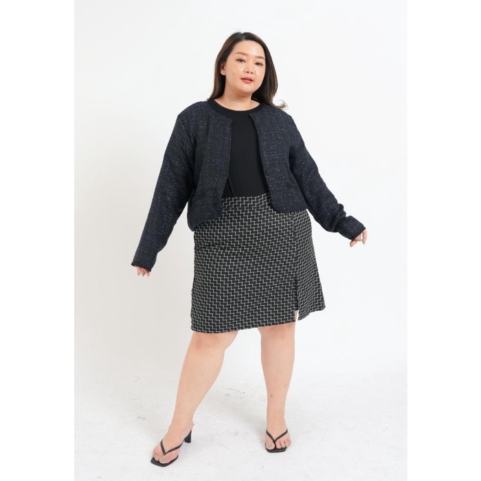 Xtramiles Plus Size Blazer Coco Tweed Navy