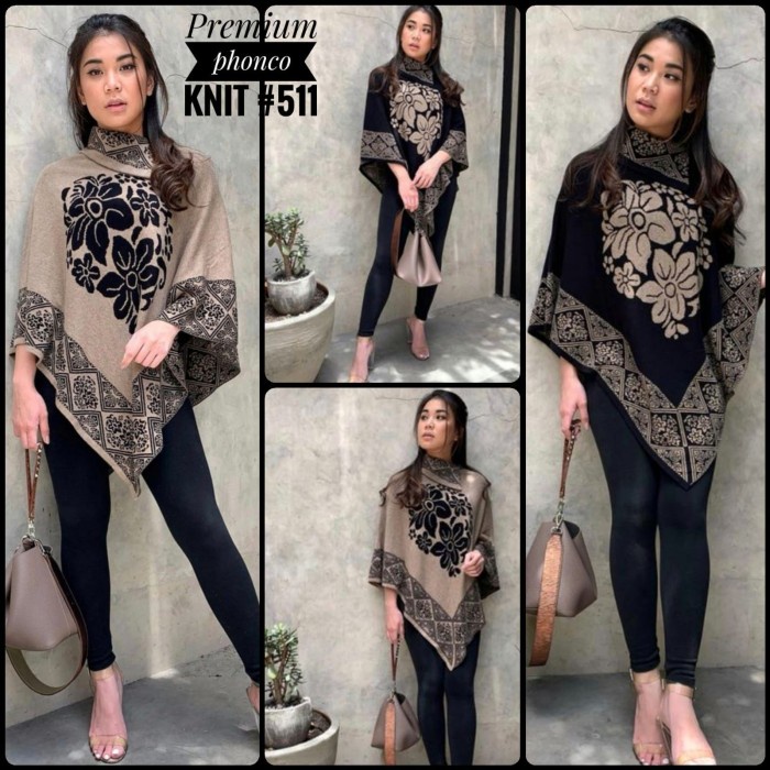 Ponco Outer Sweater Jaket Mantel Wanita Rajut Import