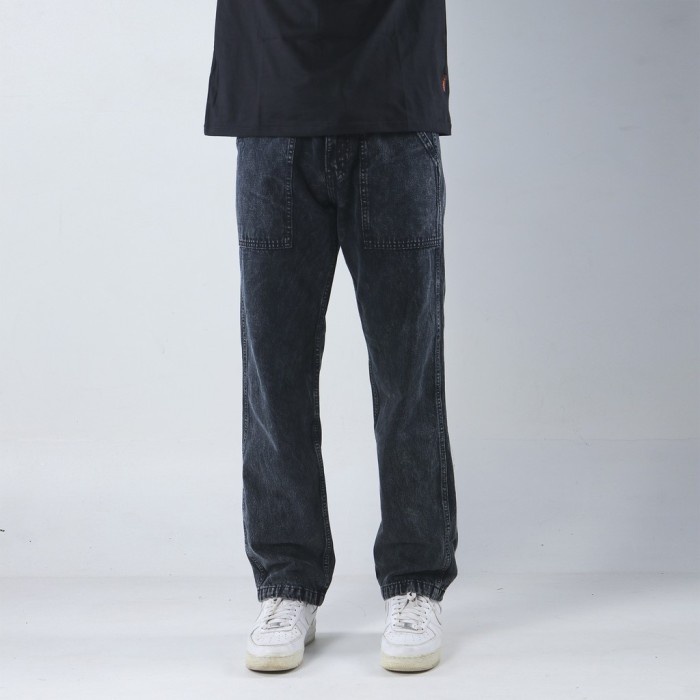 Superego Celana Fatigue Pants Jeans Pria Tapered Snow Black