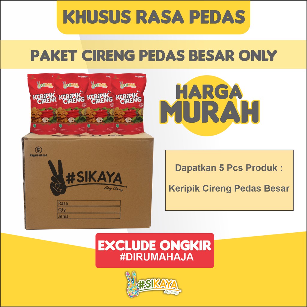 

Ready Paket Keripik Cireng Pedas Besar Only (135 Gram)-Sikaya Non COD