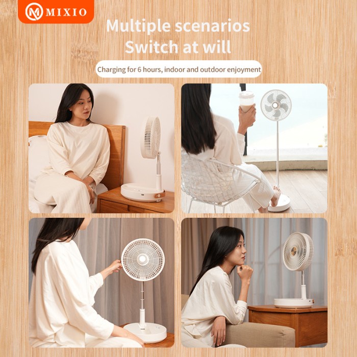 Mixio P21 Kipas Angin Lipat Fan Portable Remote Control Swing