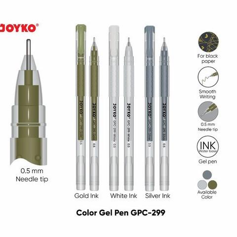 

BARANG TERBARU !!! JOYKO GPC299 SILVER GOLD WHITE GEL PEN PULPEN TINTA PUTIH EMAS PERAK - TERLARIS