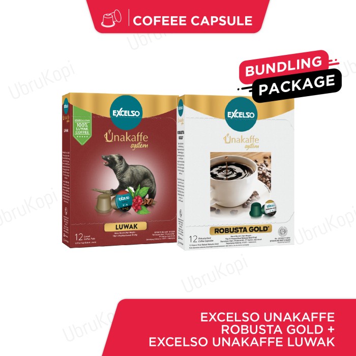 

Excelso Unakaffe Kopi Kapsul Mix Package Robusta Gold And Luwak