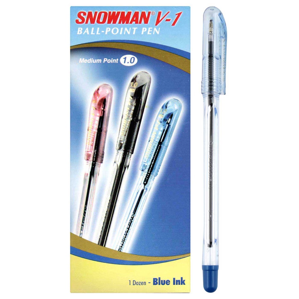PULPEN / BALLPOINT SNOWMAN V-1 MEDIUM BIRU