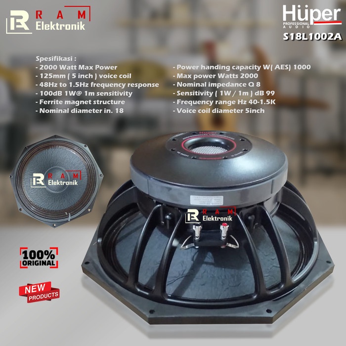 Promo Komponen Componen Speaker Huper 1000 Watt 18 Inch S18L1001A S18 L1001A