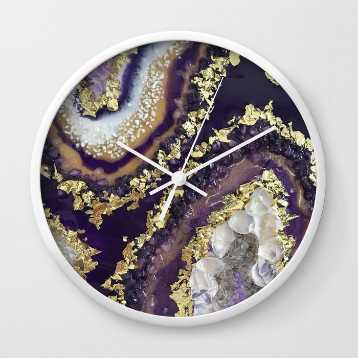 Jam Dinding Lukisan Resin Geode