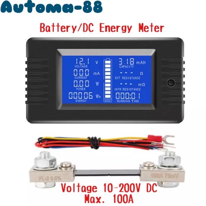 DC Energy Totalizer KWH meter Voltmeter Ammeter Battery Meter 100A