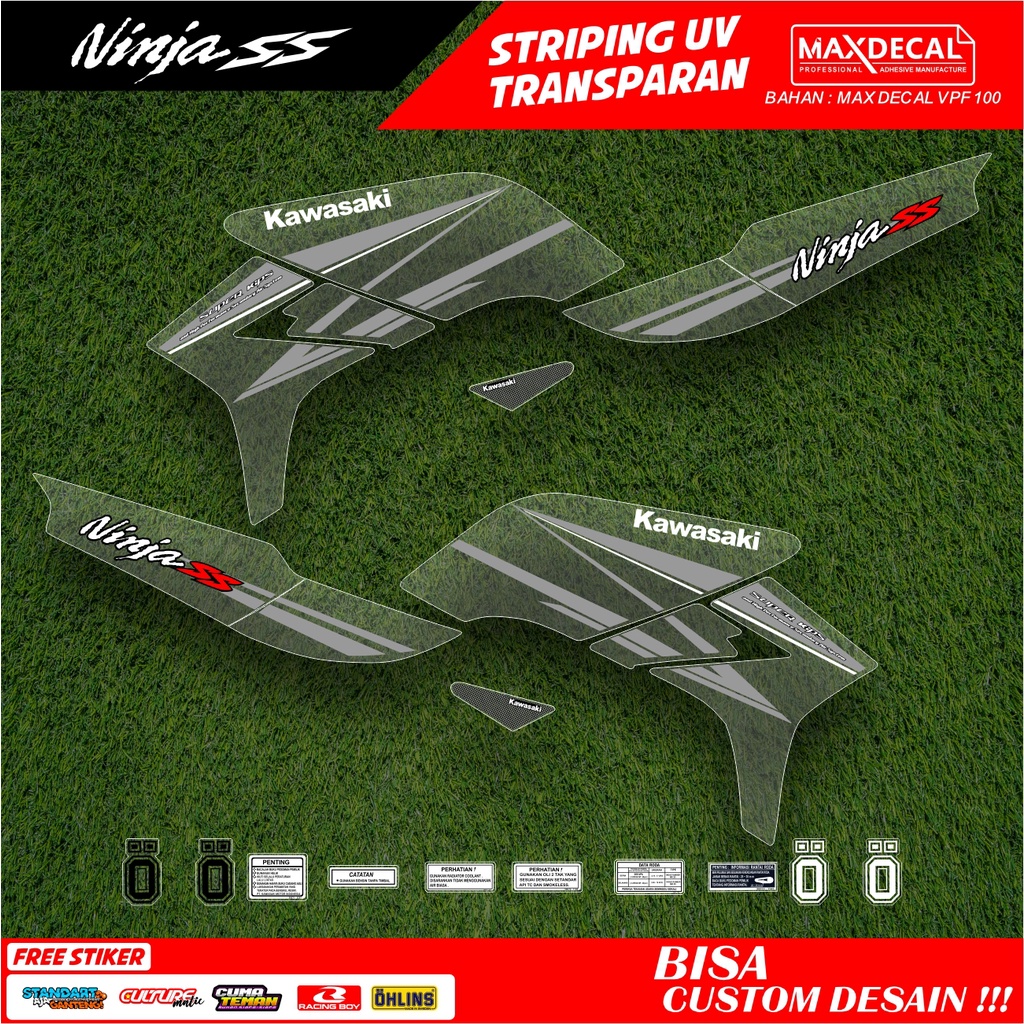 striping stiker ninja ss rr new transparan racing minimalis merah hijau biru hitam hologram bn-1