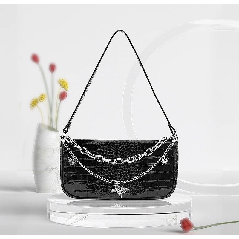 Tas Bahu Wanita Kulit Kkv-Hitam Glossy Bla Leather Shoulder Bag