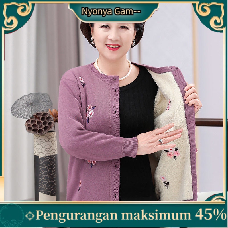 Hazel.hijau pakaian wanita paruh baya dan lanjut usia pakaian hangat nenek pakaian musim gugur ibu d